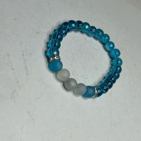 Blue Crystal & Rainbow Frosted Bead Bracelet Set - Picture 3 of 5